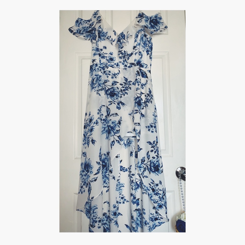 by&by Short Sleeve Floral Fit & Flare junior dress